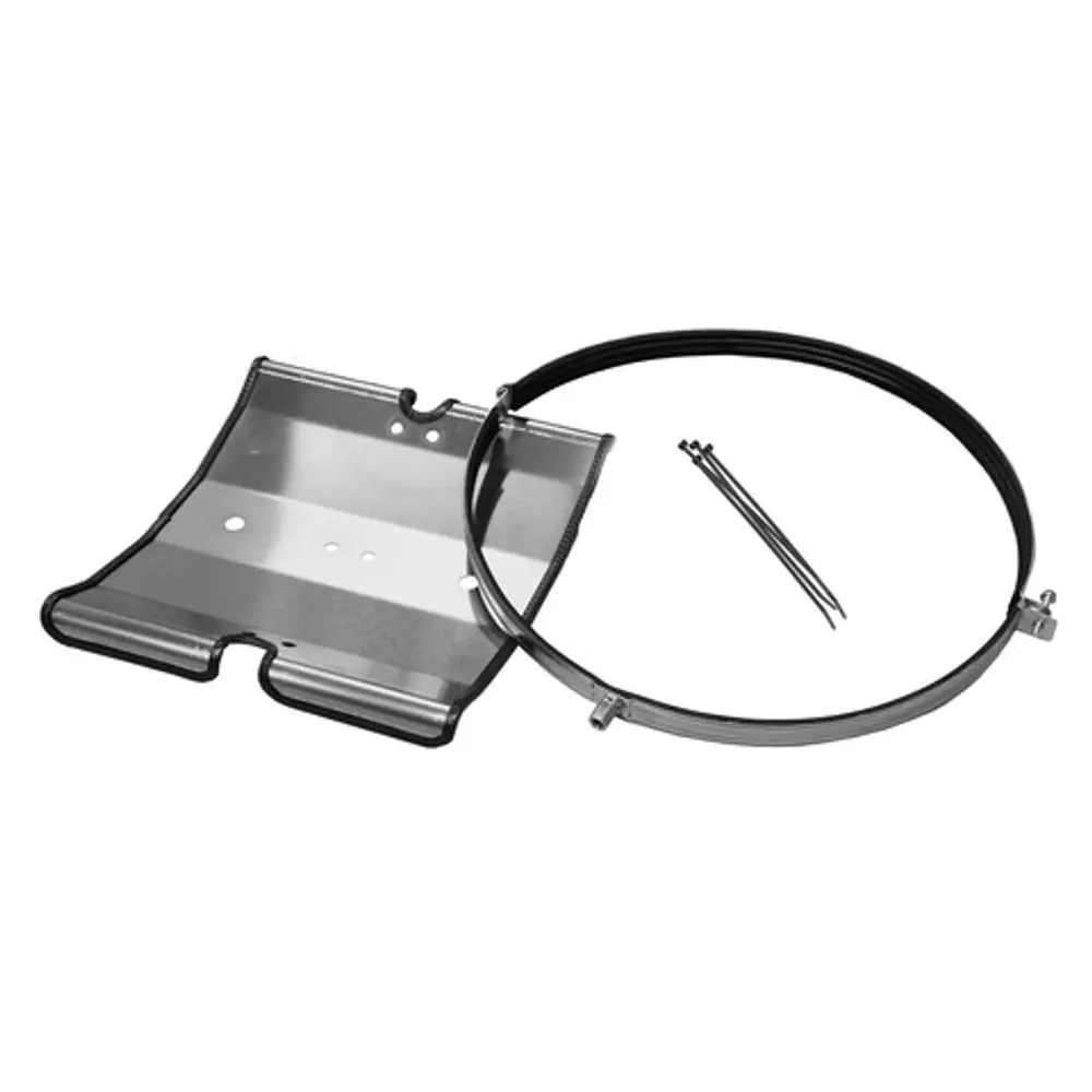 Roth Schlauchabhängungset mit einem Metallträger und einem Montagebügel. Enthalten sind ebenfalls Kabelbinder zur Befestigung.